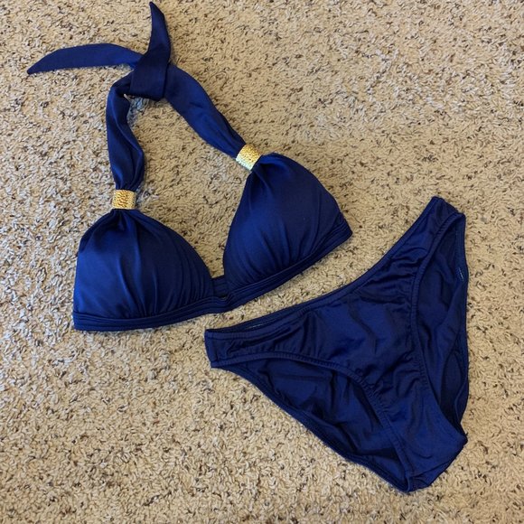 VENUS Swim New Venus Navy And Gold Bikini Swim Suit Size B 4 Poshmark